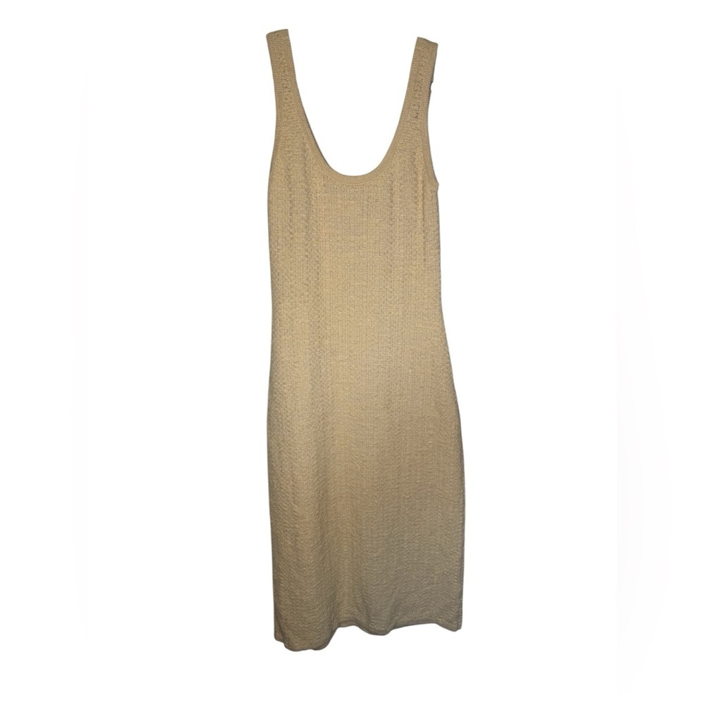 ✨ Who What Wear Textured Knit Tank Dress Beige Tan Midi Size M ✨🤎